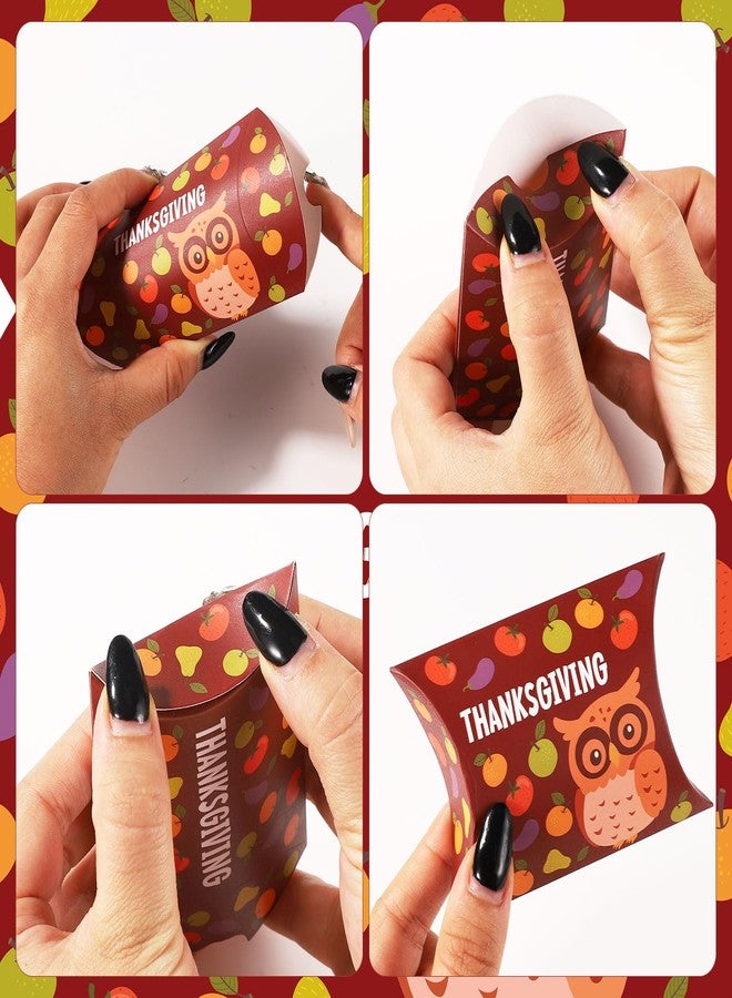 lasuroa Fall Pillow Box Set, 30pcs Autumn Gift Box Fall Theme Treat Boxes Thanksgiving Pillow Boxes Harvest Favor Boxes with Golden Rope for Thanksgiving Autumn Fall Party Supplies(Style 2) - Image 3